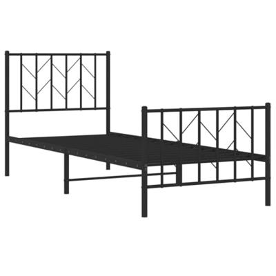 Bedframe met hoofd- en voeteneinde metaal zwart 80x200 cm