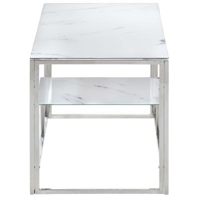 Salontafel roestvrijstaal en gehard glas zilverkleurig
