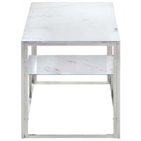 Salontafel roestvrijstaal en gehard glas zilverkleurig - thumbnail