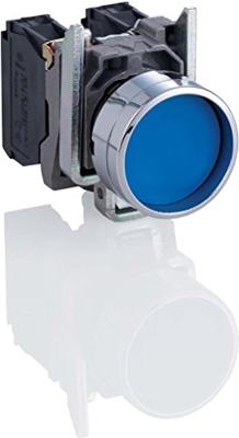 Schneider Electric ZB4BA66 ZB4BA66 Terugstelbaar (Ø) 22 mm Zonder markering Chroom, Blauw 1 stuk(s)