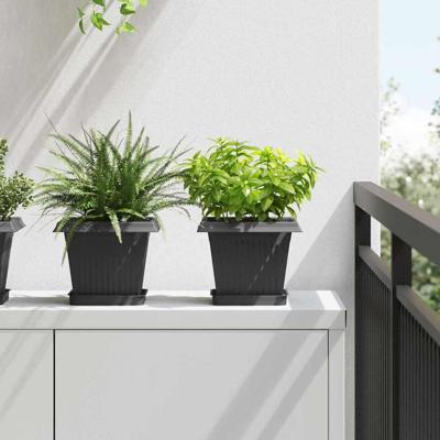 Vierkante Bloempot 6 pcs Zwart 20 x 20 x 16 cm Kunststof
