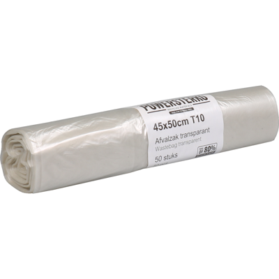 PowerSterko Afvalzak | Gerecycled LDPE | 45x50cm | T10 | transparant | 2500 stuks
