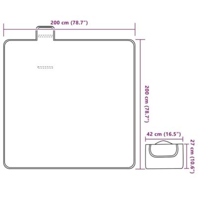 VidaXL Picknickkleed opvouwbaar golven 200x200 cm fluweel blauw VidaXL Picknickkleed opvouwbaar golven 200x200 cm fluweel blauw