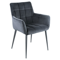 PTMD Eetkamerstoel 'Flair' Velvet, kleur Zwart - thumbnail