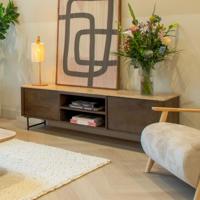 Eleonora TV-meubel 'Lio' Mangohout en Travertin, 170cm - thumbnail