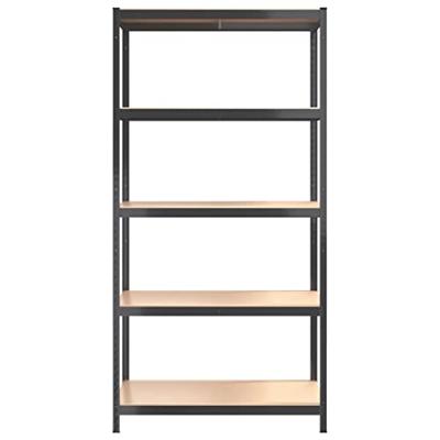 Opbergrek 5-laags staal & bewerkt hout antracietkleurig