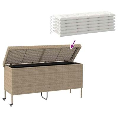Tuinbox met wielen 160x55x75 cm poly rattan beige Tuinbox met wielen 160x55x75 cm poly rattan beige