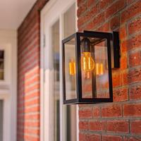 Brooks Dimbare Wandlamp zwart - Wandlantaarn - Voor binnen en buiten - E27 Fitting - Max 60 Watt - IP44 Waterdicht - thumbnail