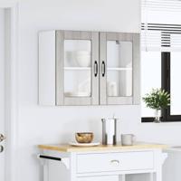 Keukenbovenkast met glazen deur Lucca bewerkt hout grijs sonoma eiken - thumbnail