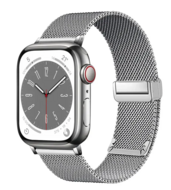 Milanese bandje met vouwbare magneetsluiting - Zilver - Geschikt voor Apple Watch 38mm / 40mm / 41mm / 42mm - thumbnail