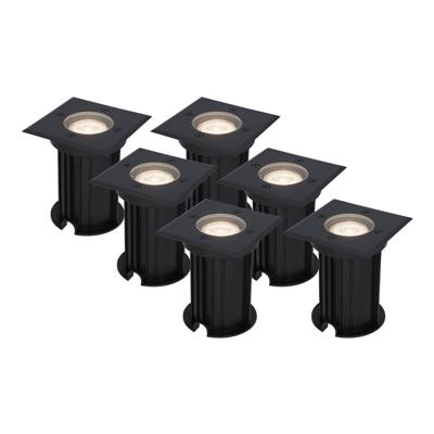 Set van 6 Ramsay LED Grondspots - Vierkant - Dimbaar - GU10 - 4000K neutraal wit - 4 Watt 345 Lumen - Tuinspot - Zwart - IP67 waterdicht - Overrijdbaar voor de Oprit, Tuin en Terras
