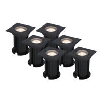 Set van 6 Ramsay LED Grondspots - Vierkant - Dimbaar - GU10 - 4000K neutraal wit - 4 Watt 345 Lumen - Tuinspot - Zwart - IP67 waterdicht - Overrijdbaar voor de Oprit, Tuin en Terras - thumbnail
