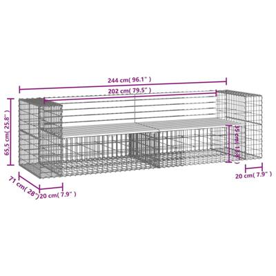 Tuinbank schanskorfontwerp 244x71x65,5 cm massief grenenhout - thumbnail