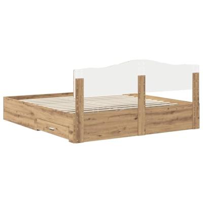 Bedframe met hoofdeinde Artisan Eiken 180 x 200 cm Bewerkt hout