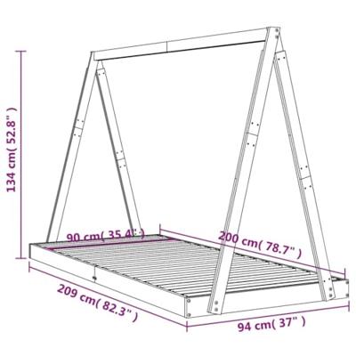 Kinderbedframe 90x200 cm massief grenenhout wit