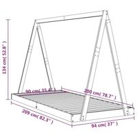 Kinderbedframe 90x200 cm massief grenenhout wit - thumbnail
