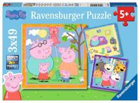 Ravensburger familie en vrienden van peppa pig legpuzzel, 3x49st. - thumbnail