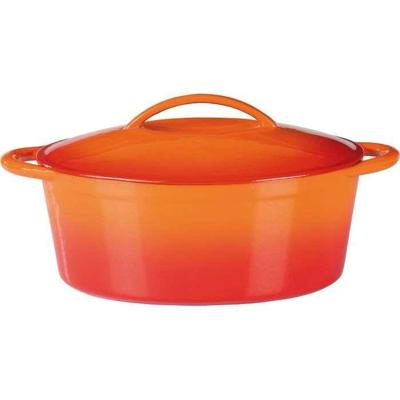 Massve gietijzeren braadpan - GSW - 33 x 25 cm - Oranje - Ovaal - Geschikt voor inductie
