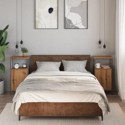 Nachtkastjes 2 st 41x31x80cm bewerkt hout artisanaal eikenkleur Nachtkastjes 2 st 41x31x80cm bewerkt hout artisanaal eikenkleur