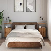 Nachtkastjes 2 st 41x31x80cm bewerkt hout artisanaal eikenkleur - thumbnail