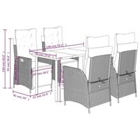 5-delige Tuinset met kussens poly rattan bruin - thumbnail