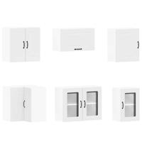 11-delige Keukenkastenset Kalmar bewerkt hout wit - thumbnail