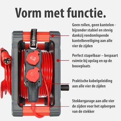 Brennenstuhl Professional Bouwplaats kabelhaspel met Powerblock | KC 3210 5 | IP44 | 33+5m | H07BQ-F3G2.5 - 9212380210