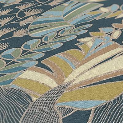 AS Creation Antigua - Blauw - Planten Behang - 390955