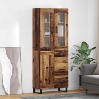 Hoge kast met lade 2 pcs Oud Hout Geengineerd Hout en Glas - thumbnail