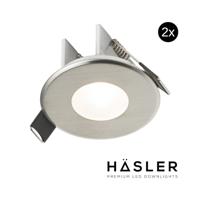 Inbouwspot Häsler Ferrara Incl. Fase Aansnijding Dimbaar 6,8 cm 4 Watt Helder Wit RVS Set 2x - thumbnail