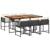 7-delige Tuinset met kussens poly rattan zwart - thumbnail