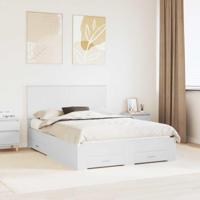 Bedframe met hoofdeinde met lade Wit 140 x 200 cm Bewerkt hout - thumbnail