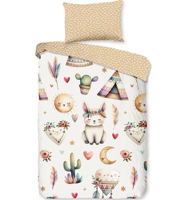Good Morning Kinderdekbedovertrek "woestijnvosjes met cactussen tipi tenten en boho elementen" - Multi - (140x200/220 cm) - Katoen