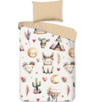 Good Morning Kinderdekbedovertrek "woestijnvosjes met cactussen tipi tenten en boho elementen" - Multi - (140x200/220 cm) - Katoen - thumbnail