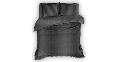 Satin d'Or Dekbedovertrek Streep Antraciet-Lits-jumeaux (240 x 200/220 cm)