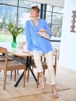 Zwangerschaps- en voedingsblouse van katoengaas blauw - thumbnail