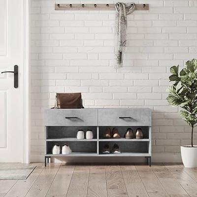 VidaXL Schoenenbank 102x35x55 cm bewerkt hout betongrijs VidaXL Schoenenbank 102x35x55 cm bewerkt hout betongrijs