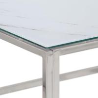 Salontafel roestvrijstaal en gehard glas zilverkleurig - thumbnail