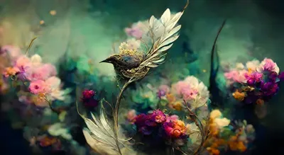 Alexsar Art Tuinschilderij floral birdie 130x70cm