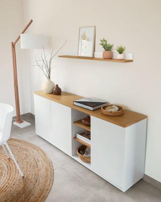 Kave Home Dressoir 'Abilen' Eiken, 180 x 75cm, kleur Wit