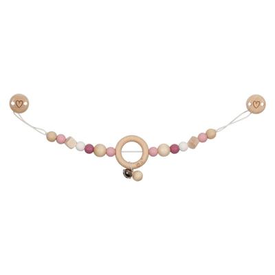 Goki houten wandelwagenketting hart roze met clips Goki houten wandelwagenketting hart roze met clips