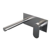 Inbouw Wastafelmengkraan Brauer Brushed Edition Coldstart Rechte Uitloop Platte Hendel Rechts Geborsteld RVS PVD Met Afdekplaat - thumbnail