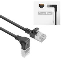 ACT Zwarte 5 meter U/FTP CAT6A LSZH Slimline patchkabel met RJ45 connectoren recht naar 90° haaks r - thumbnail