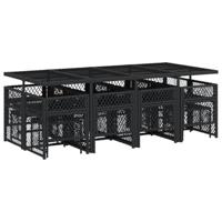 13-delige Tuinset met kussens poly rattan zwart - thumbnail