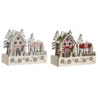 Kerstversiering DKD Home Decor Rood Roze 21 x 9,5 x 19 cm (2 Stuks) - thumbnail