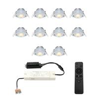 Set van 10 Sienna LED Mini Inbouwspots met trafo - 12 Volt 3 Watt 200 lumen - Dimbaar - Kantelbaar - Plat 30mm - 2700K - IP44 waterdicht - RVS - thumbnail