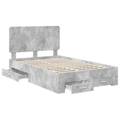 Bedframe met hoofdeinde Beton Grijs 120 x 190 cm Bewerkt hout