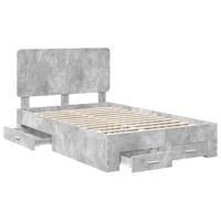Bedframe met hoofdeinde Beton Grijs 120 x 200 cm Bewerkt hout - thumbnail