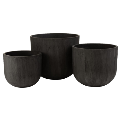 J-Line Bloempot Keramiek Hoog Zwart Set van 3 J-Line Bloempot Keramiek Hoog Zwart Set van 3