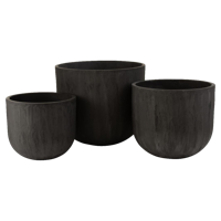 J-Line Bloempot Keramiek Hoog Zwart Set van 3 - thumbnail